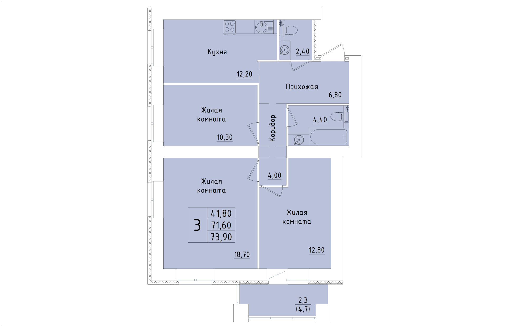 планировка квартиры 74 м2